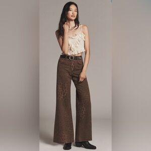 Pilcro Anthropologie The Adi Leopard Mid-Rise Flare Jeans ~